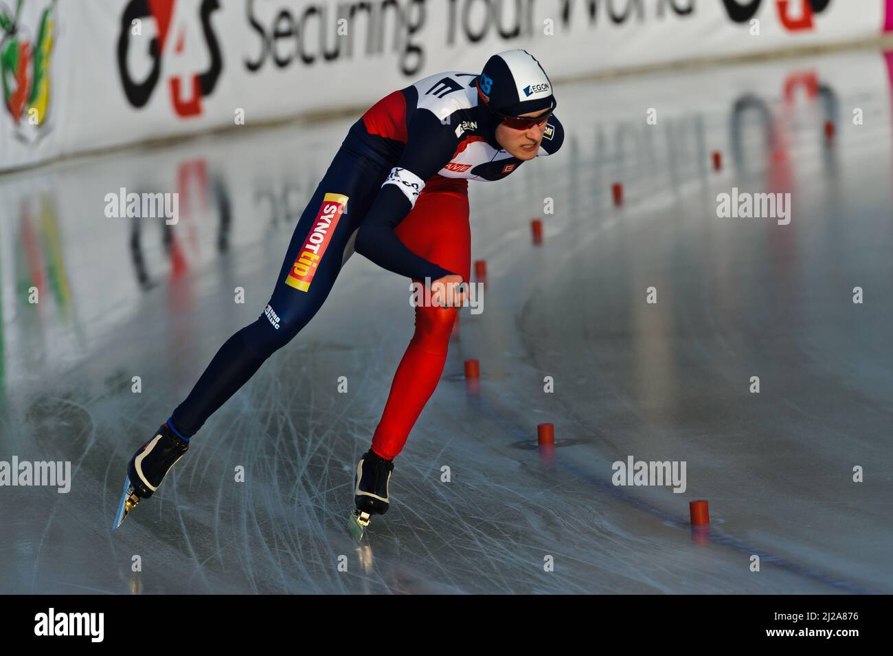 Martina Sáblíková en compétition pour la République tchèque aux Championnats européens de patinage de vitesse Essent 2012, City Park Ice Rink, Budapest, Hongrie Banque D'Images