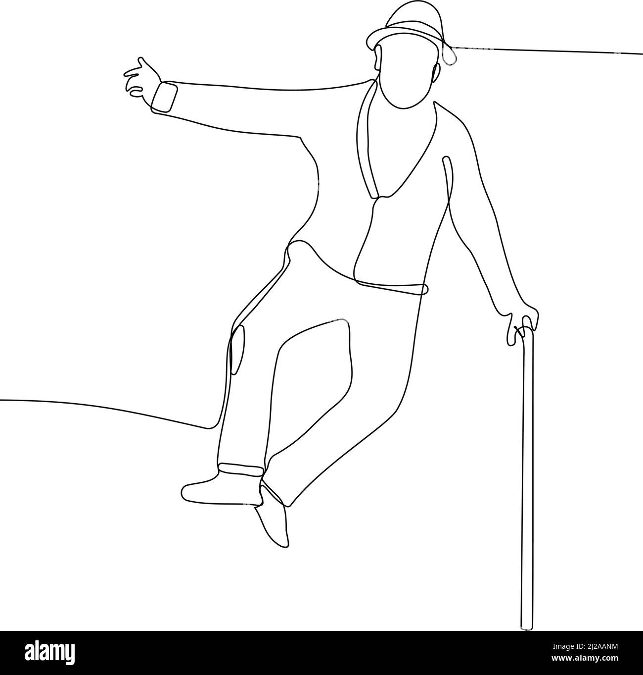 Portrait complet d'un homme âgé avec une canne Illustration de Vecteur