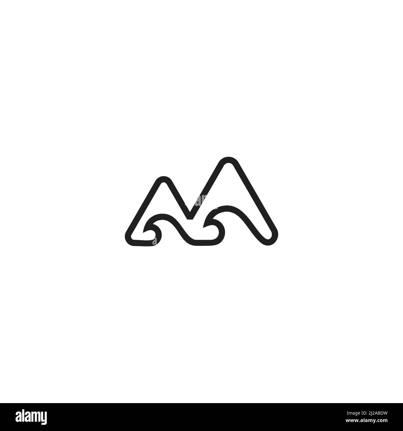 beach mountain simple géométrique ligne symbole icône vecteur Illustration de Vecteur