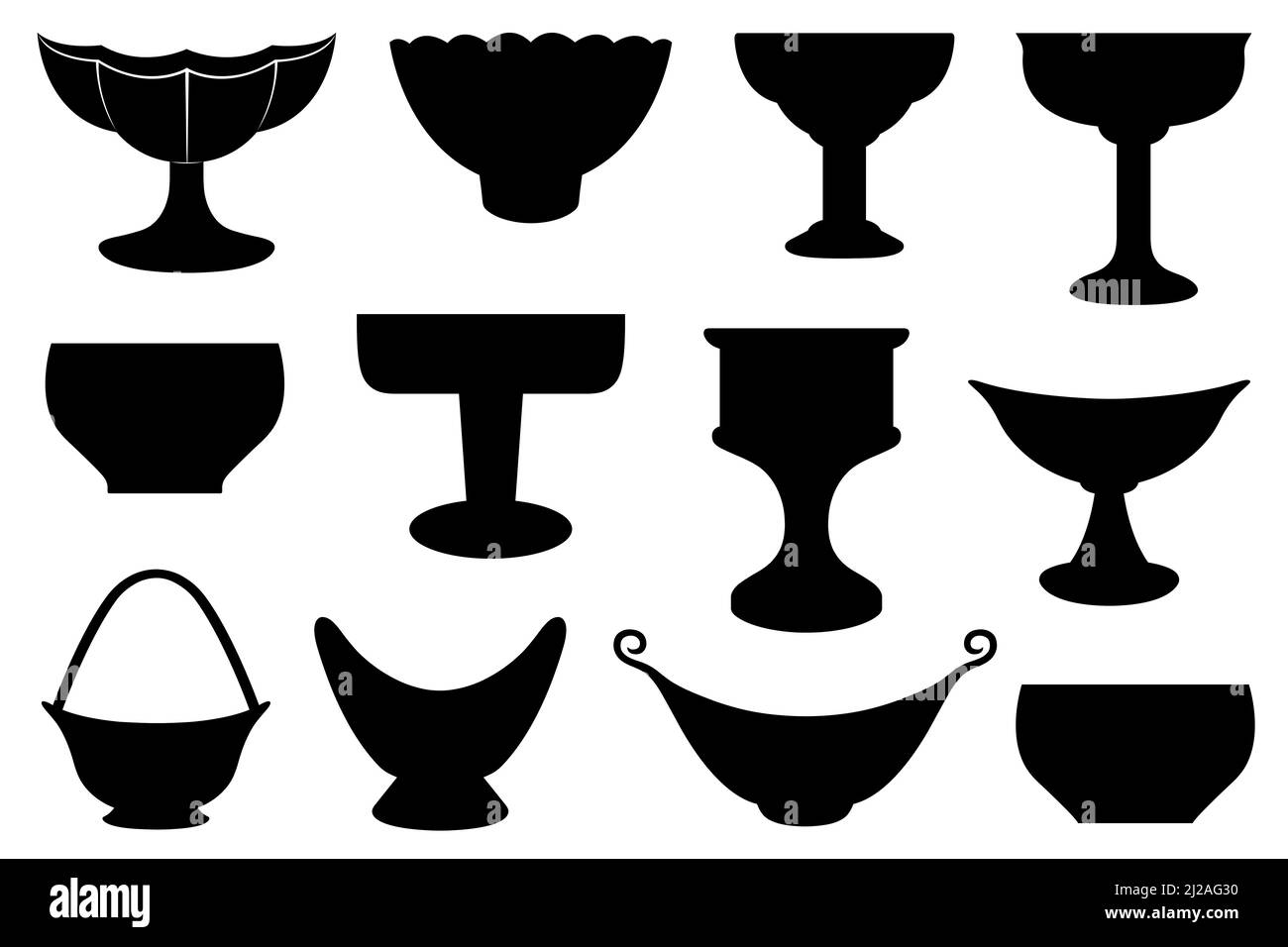 Illustration de différents bols isolés sur blanc Banque D'Images