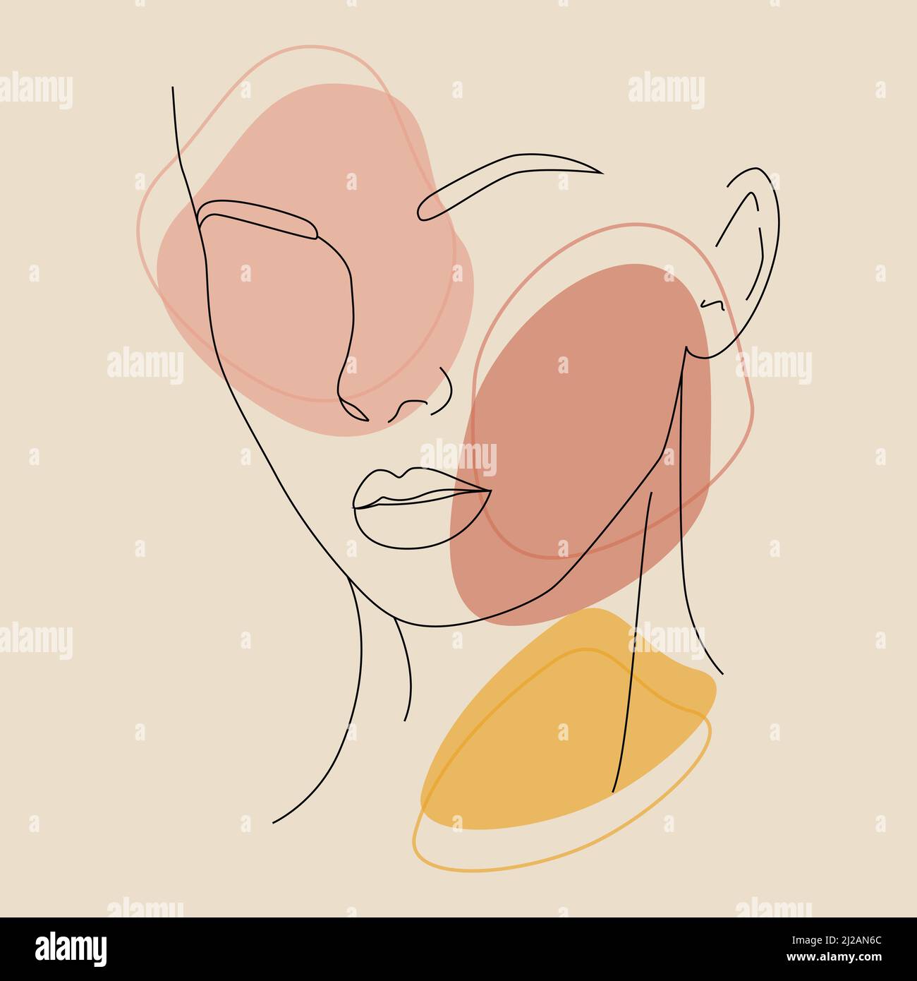 Ligne continue. Dessin du visage d'une femme. Beauté féminine minimaliste avec dessin continu en une ligne. Illustration de Vecteur