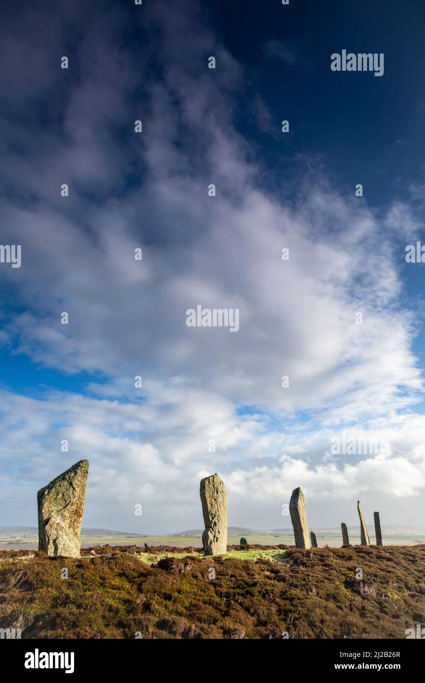 Le cercle de pierre néolithique de l'anneau de Brodgar, Orkney, Royaume-Uni Banque D'Images
