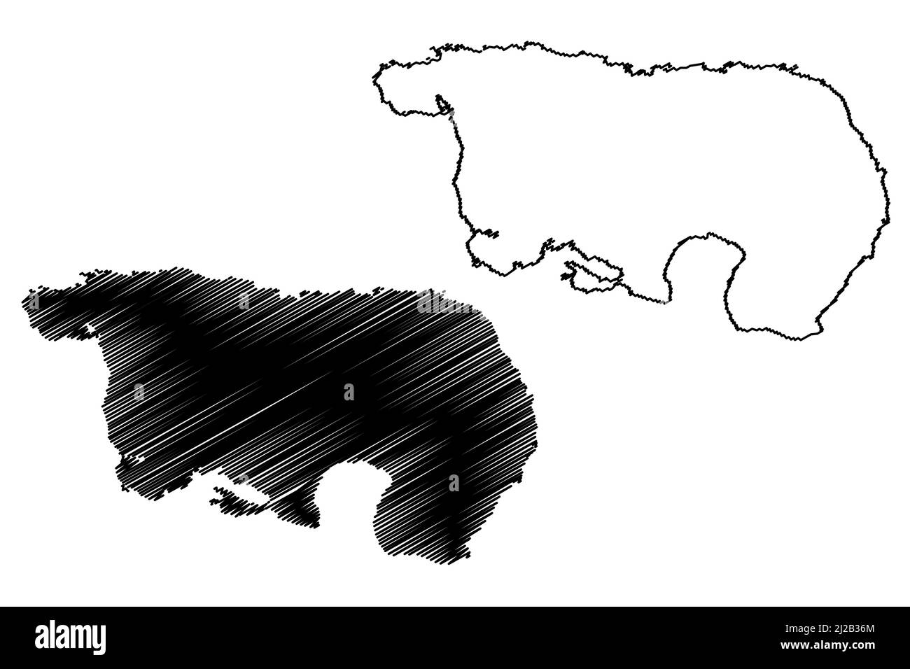 Île de Navarino ( République du Chili, Amérique du Sud et Amérique latine) carte illustration vectorielle, scribble croquis Isla Navarino ou carte de Shunuko Illustration de Vecteur