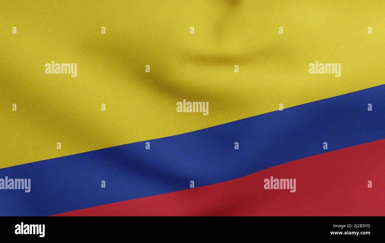 Drapeau national de la Colombie 3D Render, République de Colombie drapeau textile, El Tricolor Nacional ou armoiries de la Colombie Banque D'Images