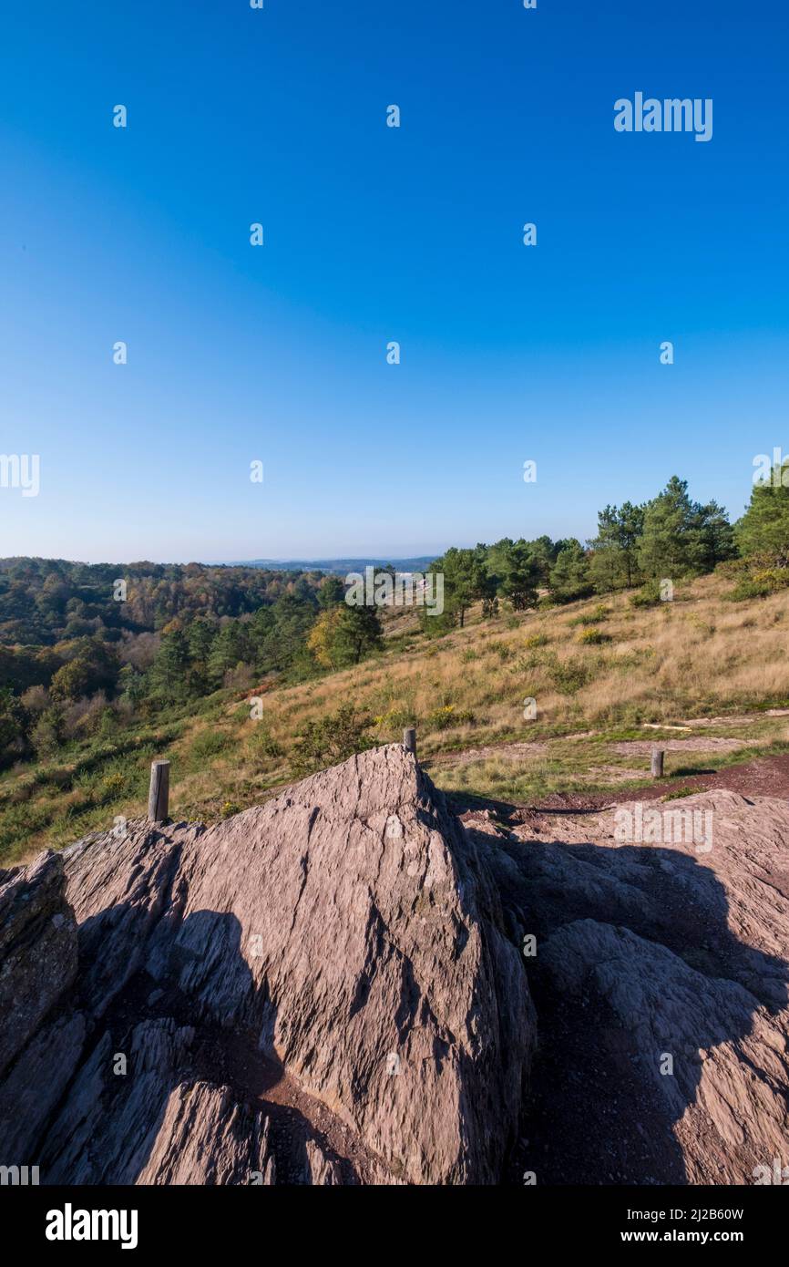 Trehorenteuc (Bretagne, Nord-Ouest de la France) : mythologie Arthurienne et Dame du Lac, le Val sans retour (Val sans retour) vu de la Banque D'Images