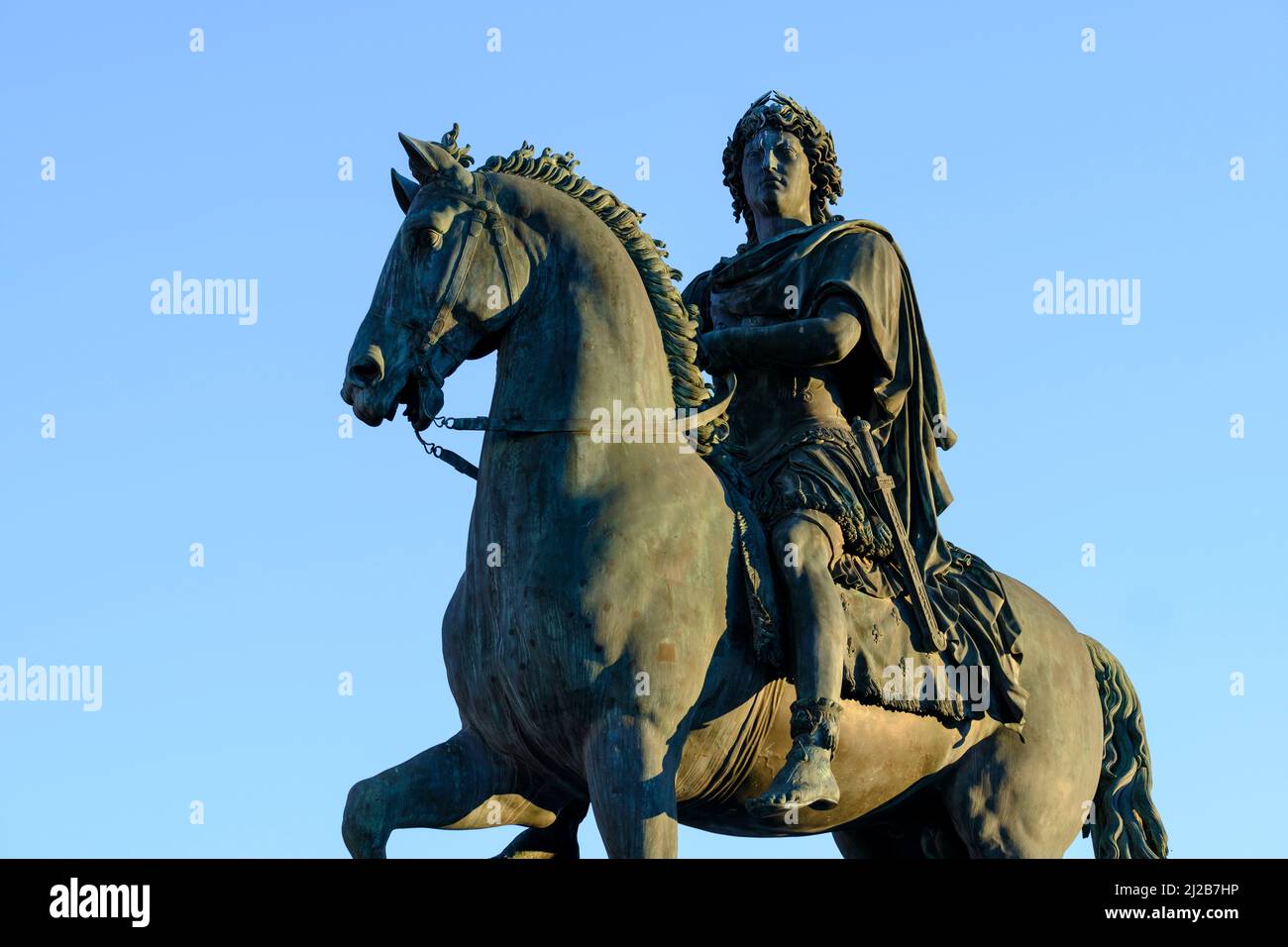 Lyon (centre-est de la France) : statue équestre du roi Louis XIV sur la place Bellecour, par le sculpteur français Frédéric Lemot Banque D'Images