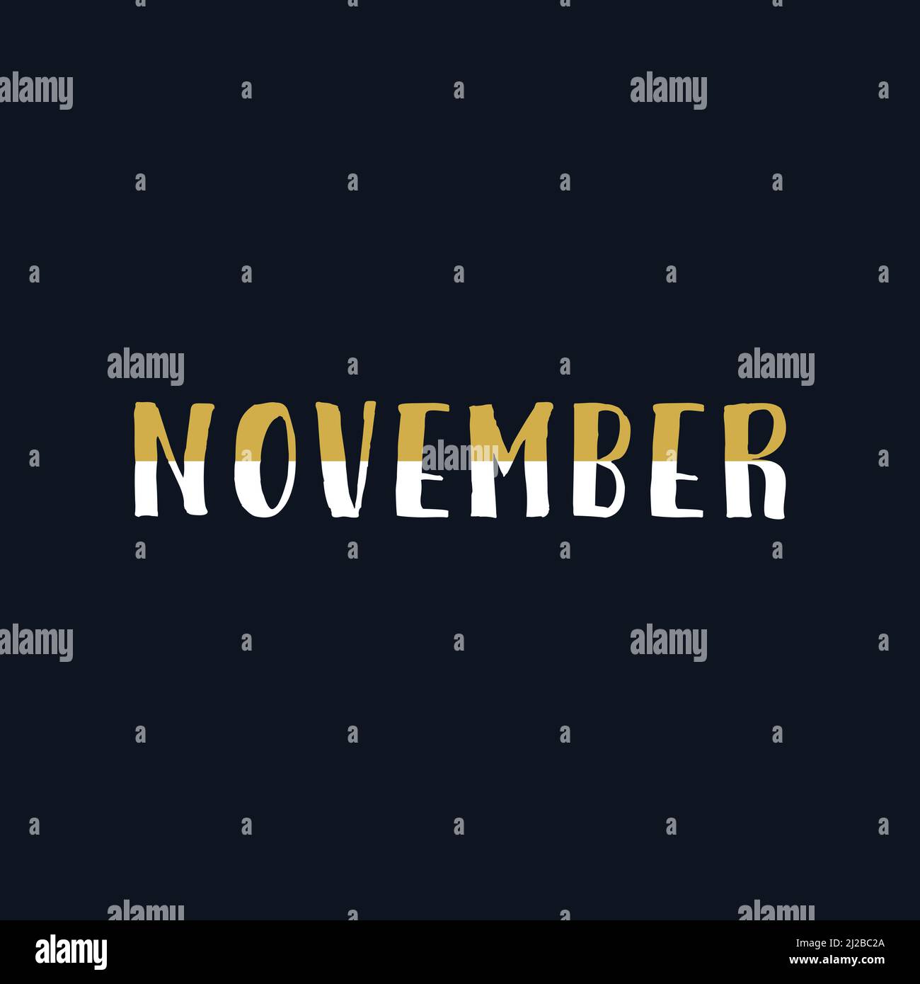 Nom du mois de novembre. Illustration vectorielle pour poster, carte, calendrier, logo mensuel, journal à puces, organisateur mensuel. Concept de la publicité de novembre Illustration de Vecteur