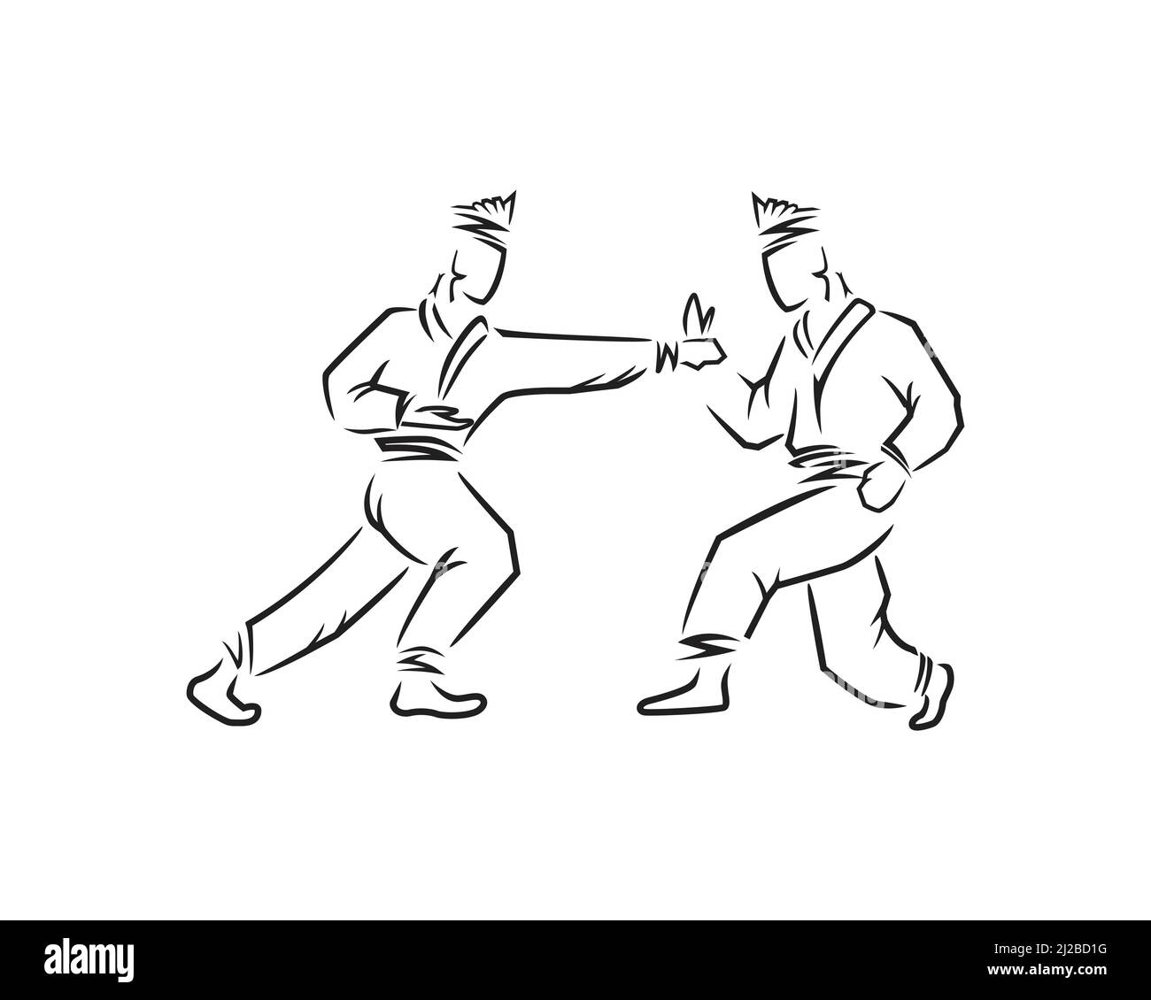 Deux Silent Fighters Silhouette Illustration de Vecteur
