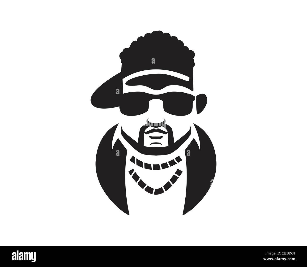 Tête de Gangster de rappeur à motif de silhouette Illustration de Vecteur