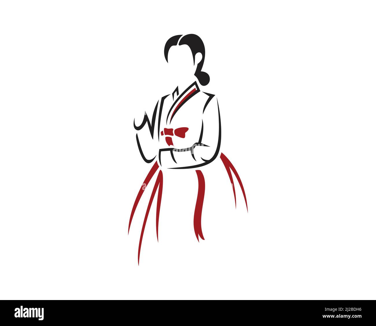 Robe Hanbok, silhouette de costume traditionnelle coréenne Illustration de Vecteur