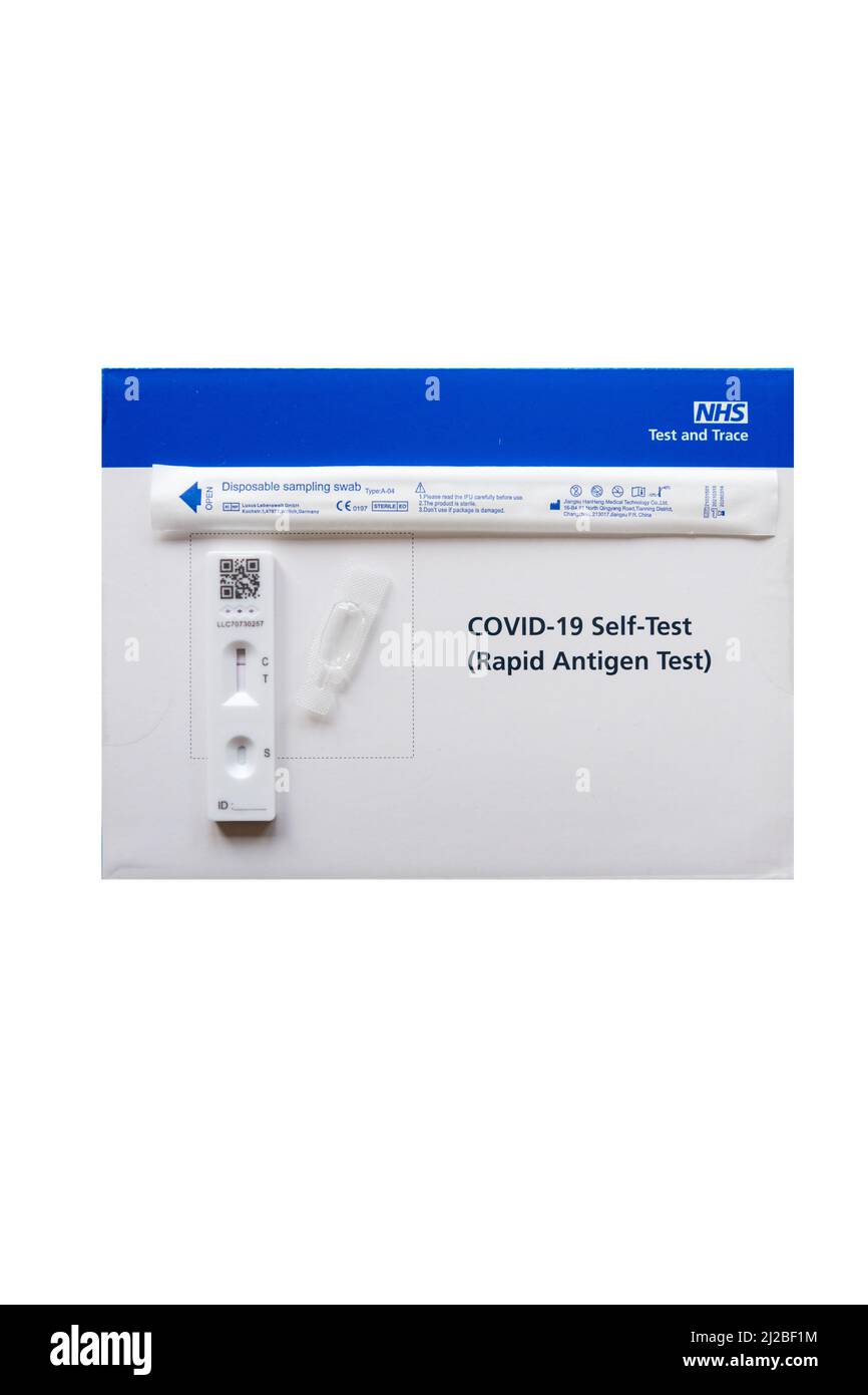 Kit d'auto-test du flux latéral Covid de test NHS et Trace Banque D'Images
