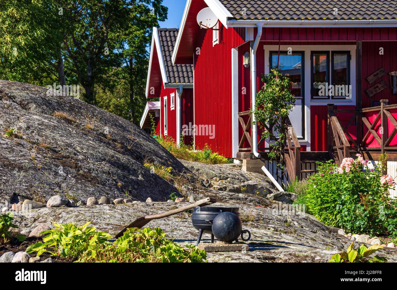 Nord Koster Island, Bohuslän, Västra Götalands län, Suède: Idéalement situé résidentiel et de vacances avec des chalets dans Nordkoster. Banque D'Images