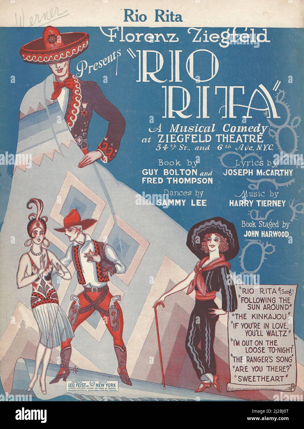 'Rio Rita' 1926 Florenz Ziegfeld musical Sheet Music Cover Banque D'Images