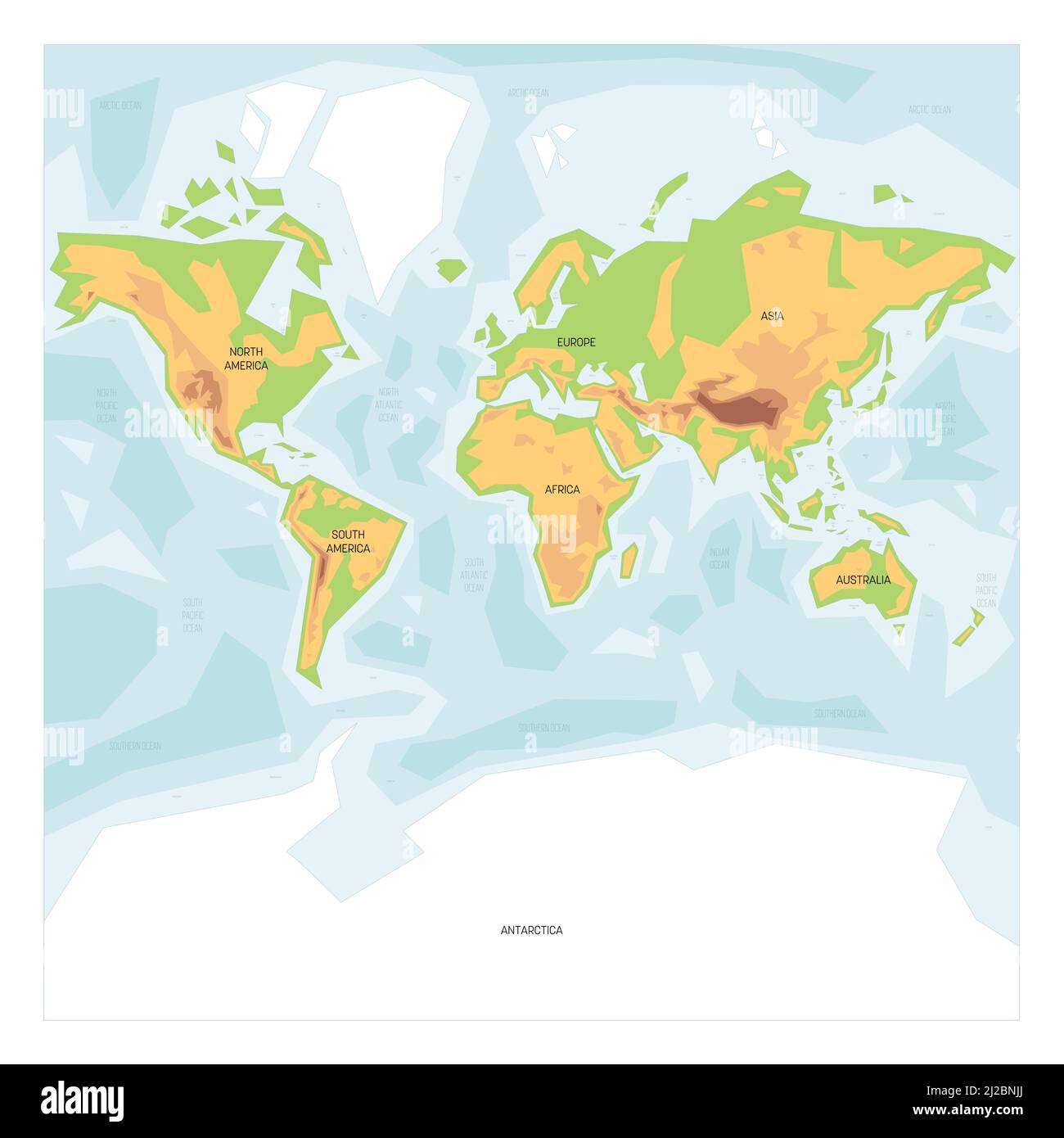 Carte physique simplifiée du monde Illustration de Vecteur