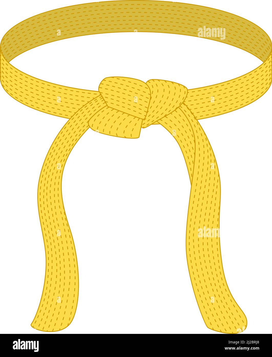 Couleur jaune de la courroie de karaté isolée sur fond blanc.Design emblématique de l'art martial japonais dans un style plat.Illustration vectorielle. Illustration de Vecteur