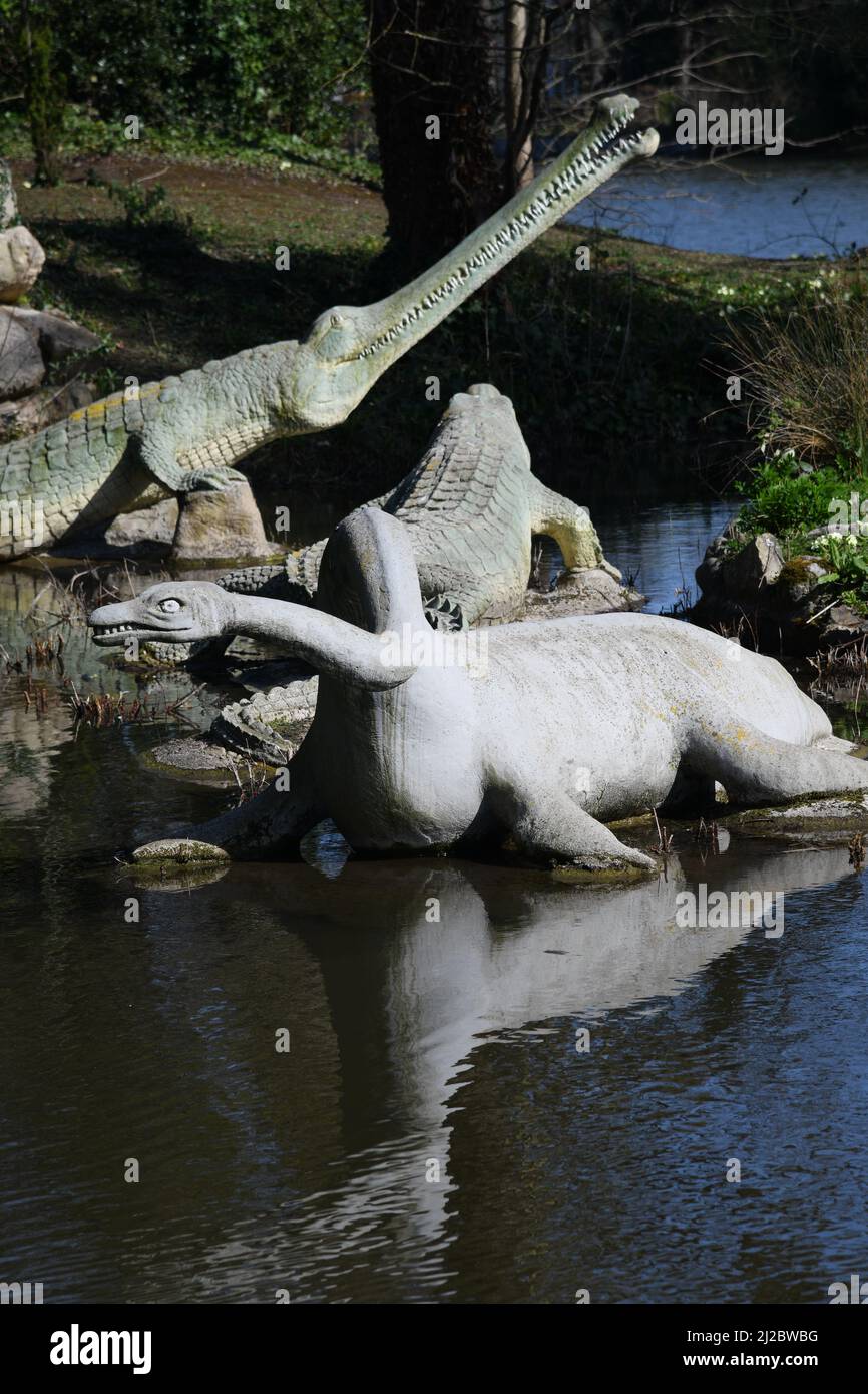 Dinosaures dans le parc Crystal Palace Banque D'Images