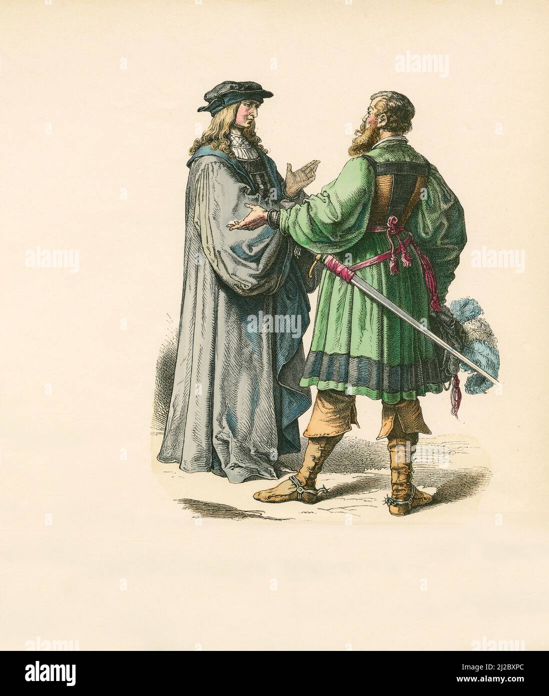 Magistrat et chevalier allemands, premier tiers du 16th siècle, Illustration, l'histoire du costume, Braun & Schneider, Munich, Allemagne, 1861-1880 Banque D'Images