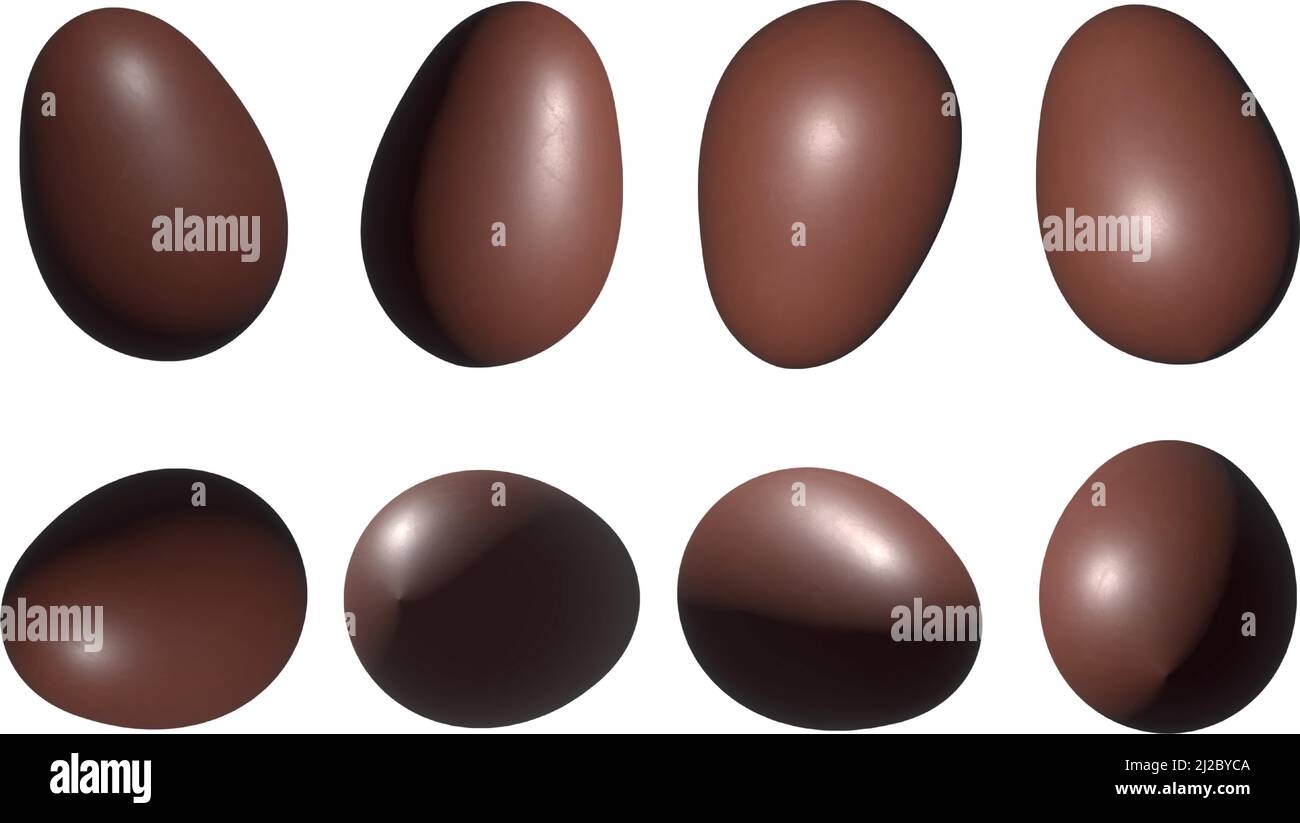 Œufs au chocolat 3D ensemble de rendu sur blanc Illustration de Vecteur