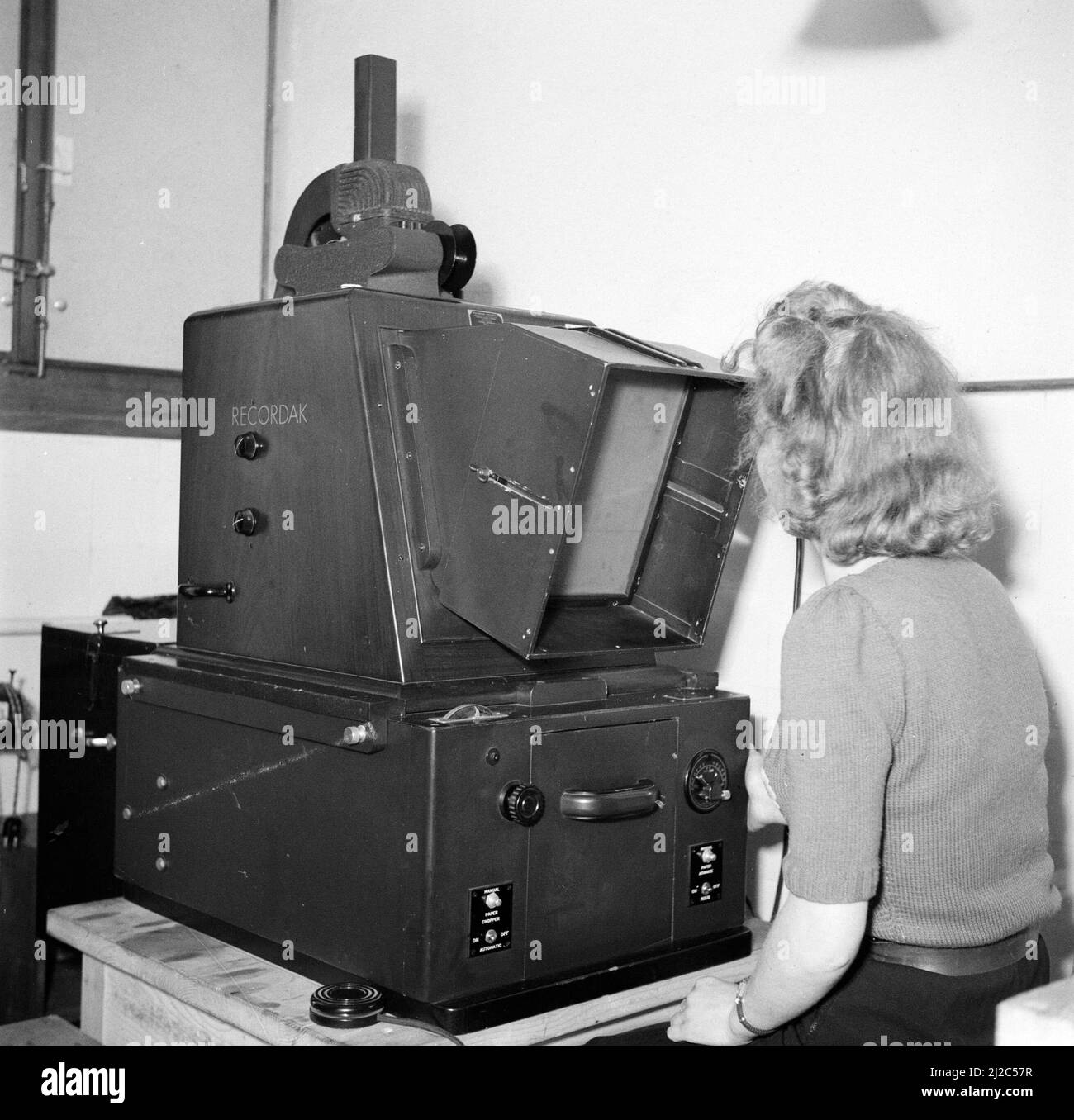 Recordak, un lecteur de microfilms ca: Mai 1946 Banque D'Images