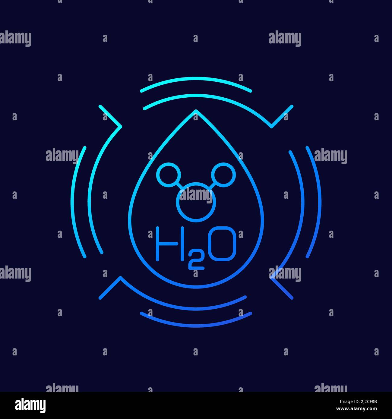 icône de h2o lignes avec goutte d'eau et molécule, vecteur Illustration de Vecteur