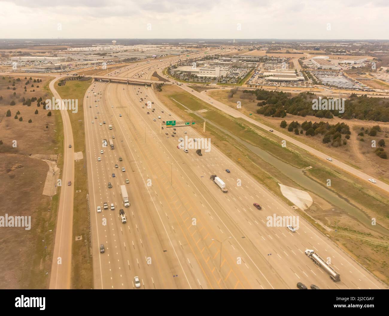 Autoroute près de Dallas, Texas, États-Unis Banque D'Images