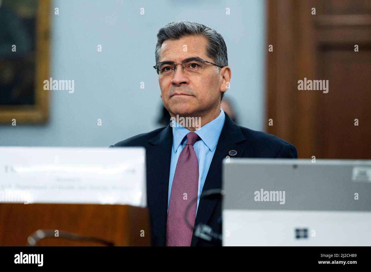 Washington, DC, États-Unis. 31st mars 2022. 31 mars 2022 - Washington, DC, États-Unis: Xavier BECERRA, secrétaire américain à la Santé et aux Services sociaux, lors d'une audience du Comité des crédits de la Chambre. (Image de crédit : © Michael Brochstein/ZUMA Press Wire) Banque D'Images