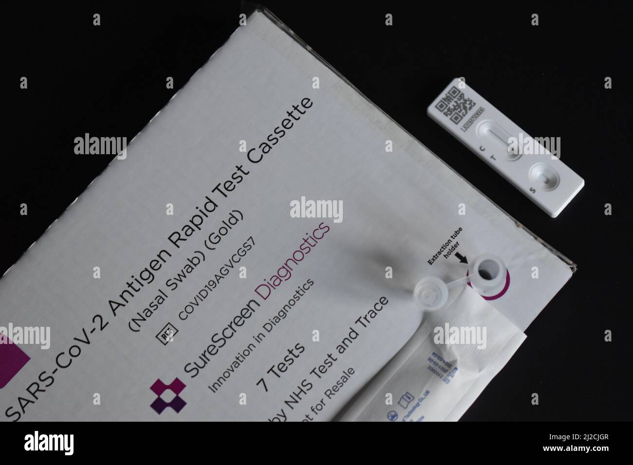 Test de débit latéral rapide COVID-19. Kit de test COVID - cassette de test rapide d'antigène SARS-CoV-2. Banque D'Images