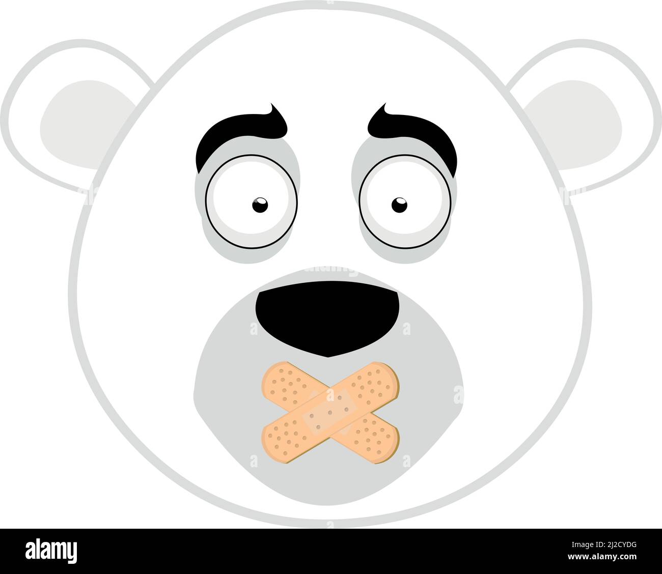 Illustration vectorielle de la face d'un ours polaire avec bandes adhésives sur la bouche Illustration de Vecteur