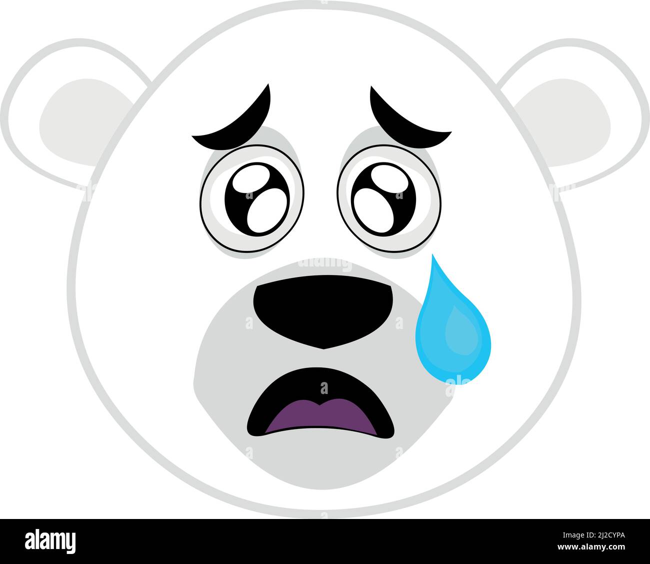 Illustration vectorielle d'un visage d'ours polaire avec une expression triste et une déchirure tombant de l'un de ses yeux Illustration de Vecteur