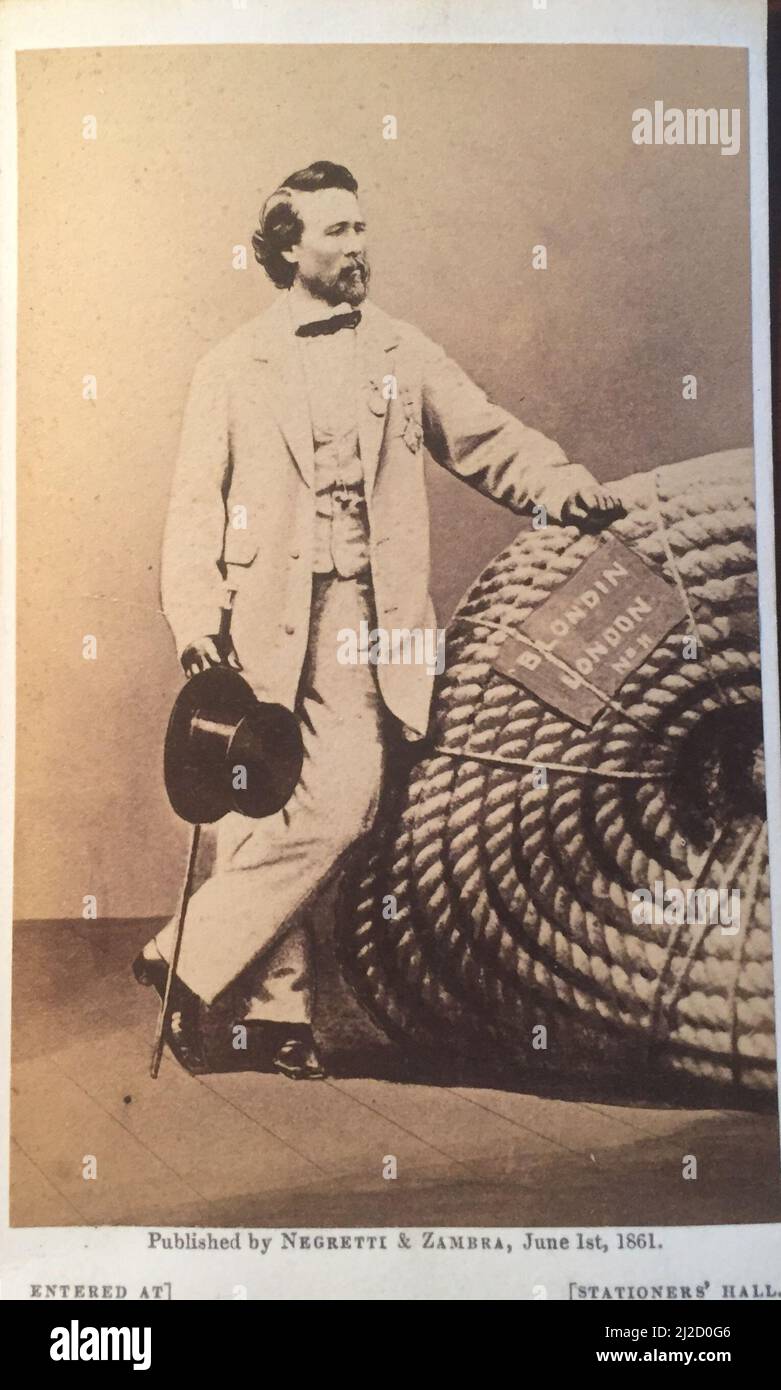 Portrait du marcheur français de la corde raide et d'acrobat Charles Blondin (1824 - 1897), Londres, Angleterre, Royaume-Uni, 1 juin, 1861. Photographie par Negretti & Zambra (1850 - 1899). Banque D'Images