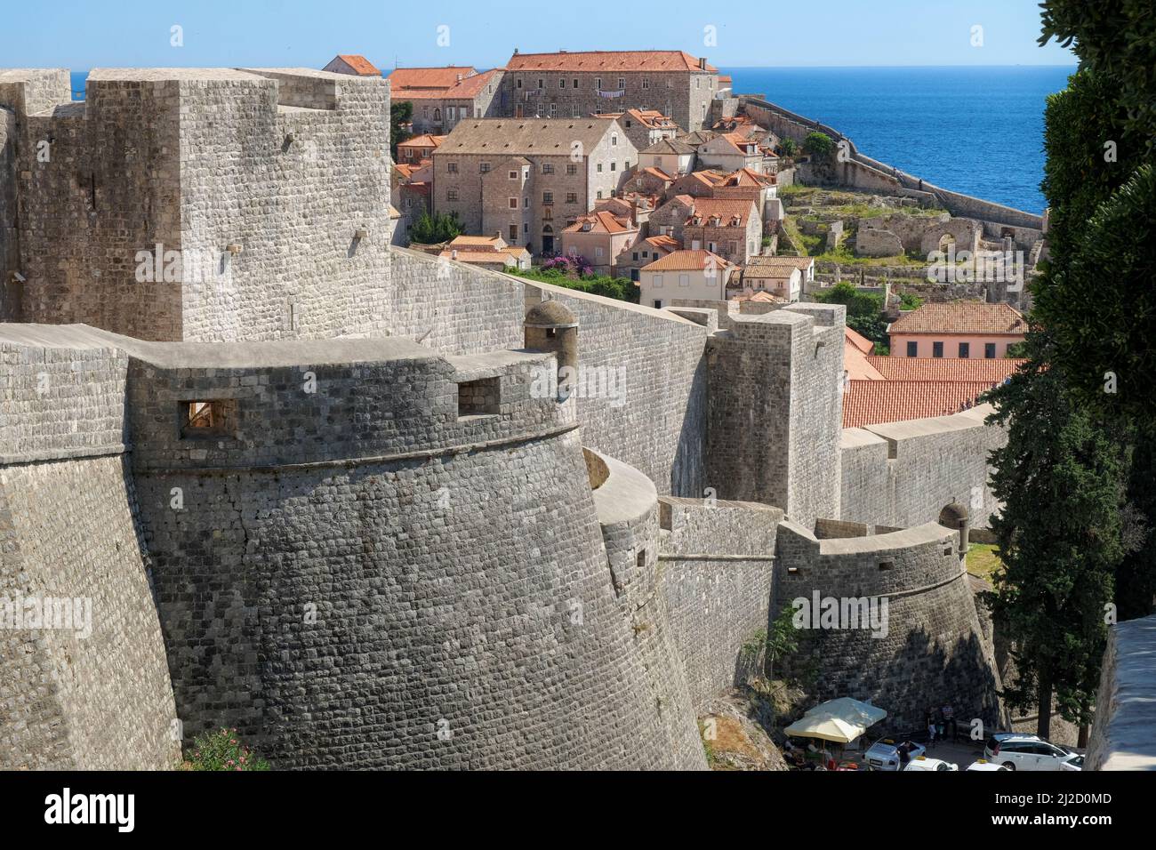 Mur fortifié de la vieille ville de Dubrovnik, Croatie Banque D'Images