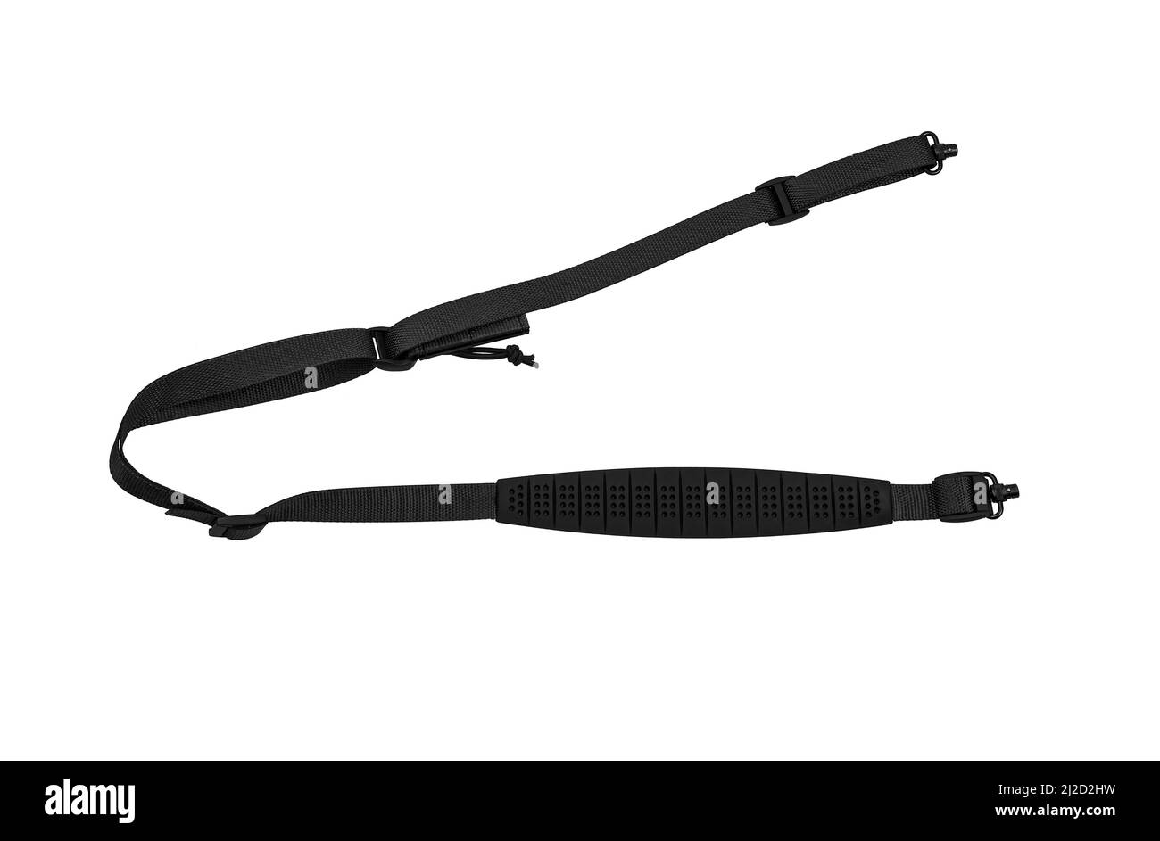 Bandoulière en nylon noir pour un pistolet isolé sur fond blanc Banque D'Images