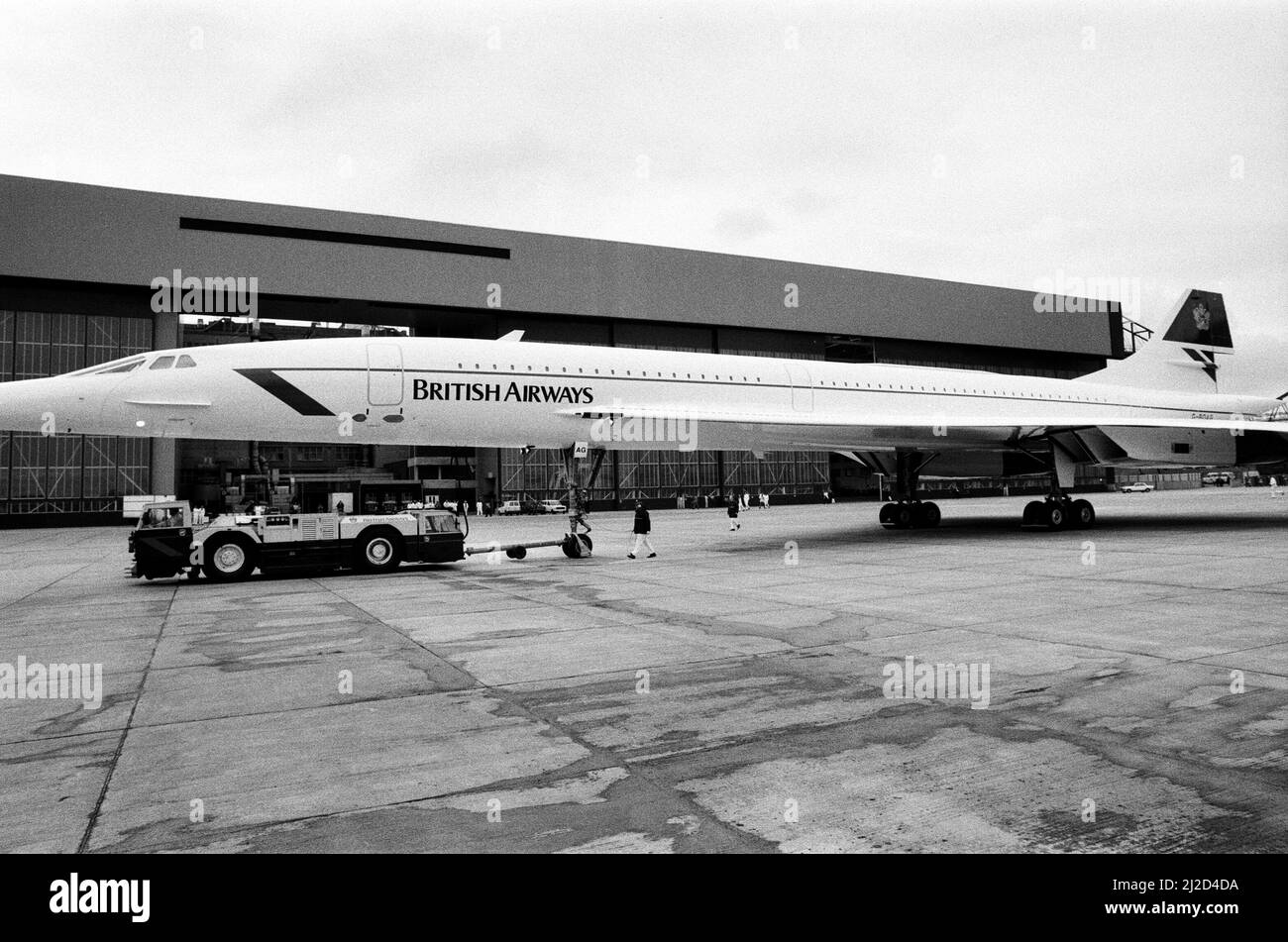 Concorde photographié à l'aéroport de Londres, Heathrow. 25th avril 1985. Banque D'Images