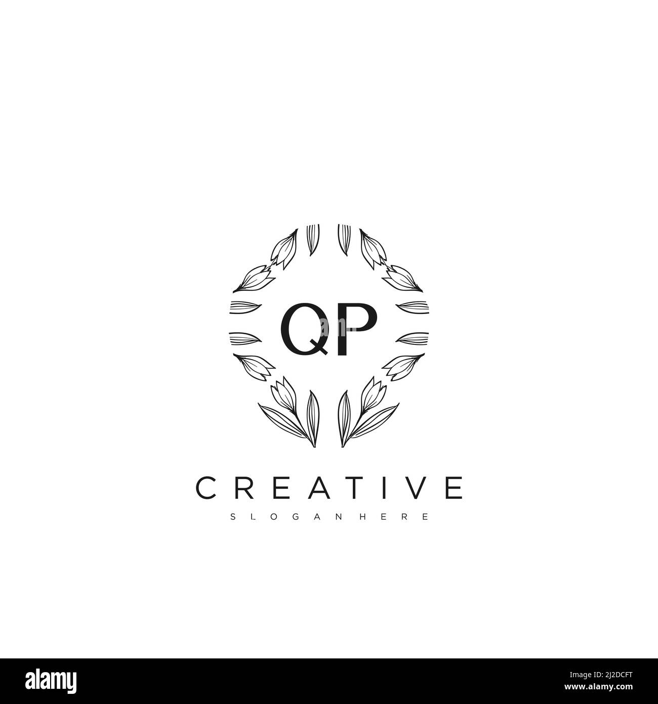 QP lettre initiale logo Fleur modèle Vector Premium Illustration de Vecteur