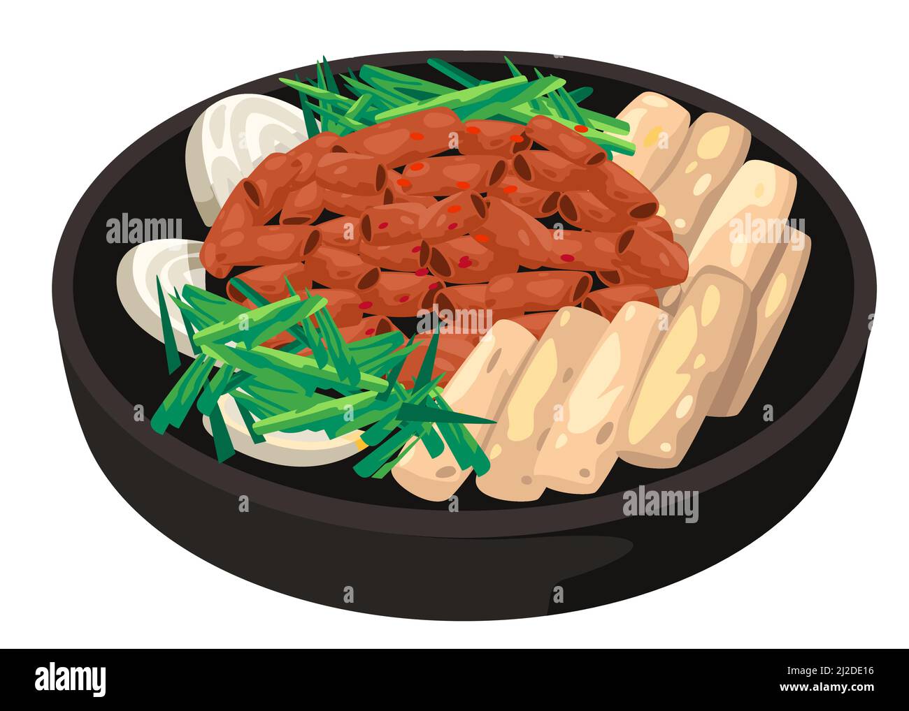 illustration du schéma du vecteur alimentaire coréen de la viande de l'intestin grillé gopchang Illustration de Vecteur