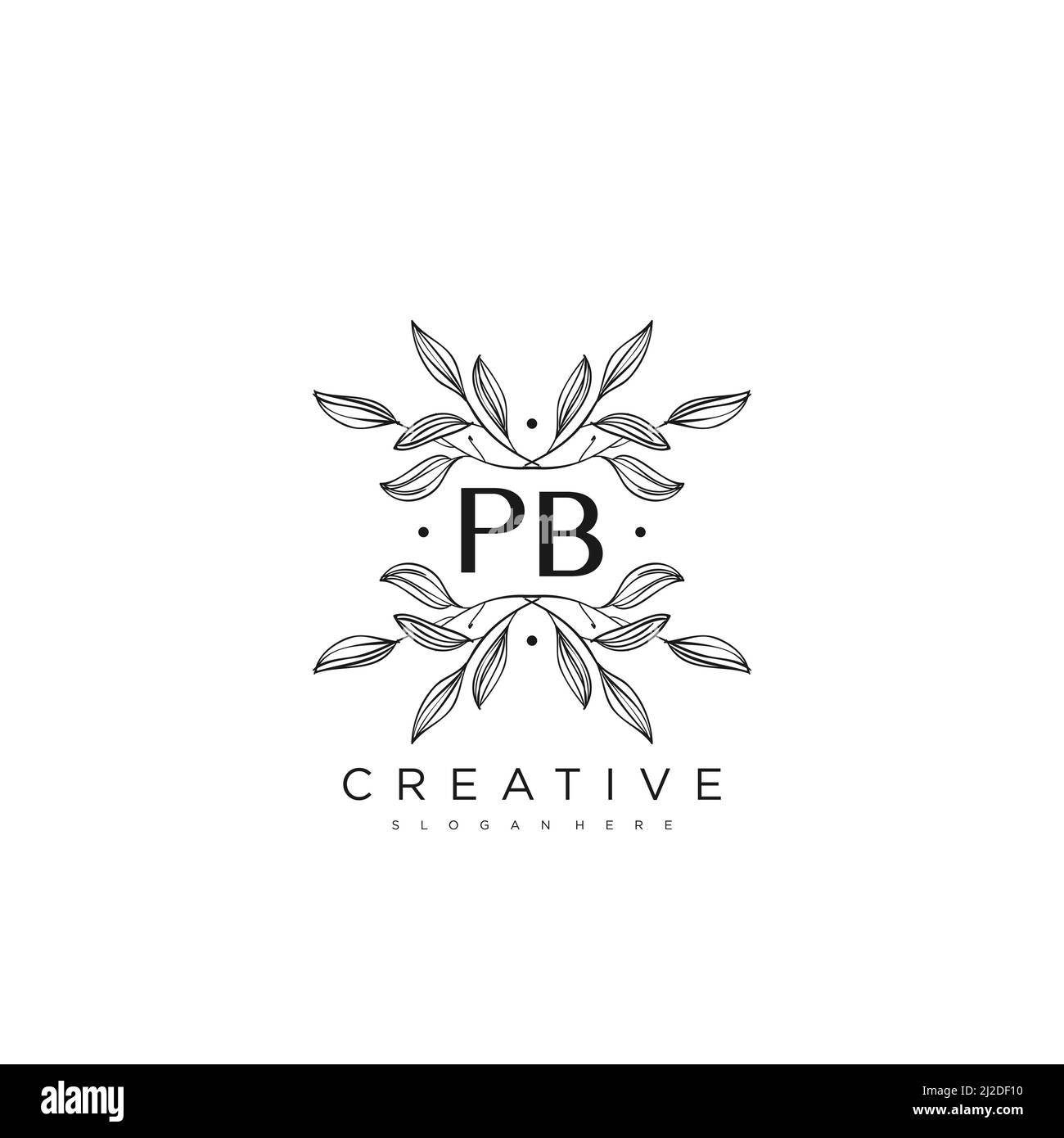 Modèle de logo de fleur de lettre initiale de PB Vector Premium Illustration de Vecteur