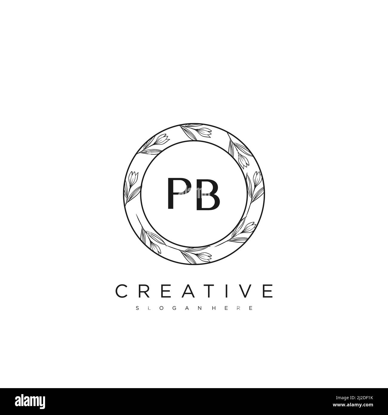 Modèle de logo de fleur de lettre initiale de PB Vector Premium Illustration de Vecteur