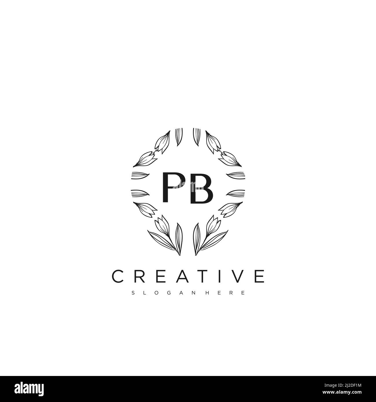 Modèle de logo de fleur de lettre initiale de PB Vector Premium Illustration de Vecteur