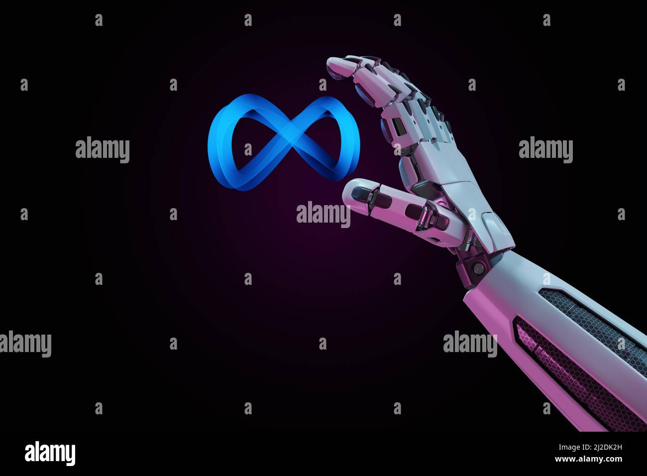 Main de robot avec concept de technologie métaverse. 3d rendu Banque D'Images