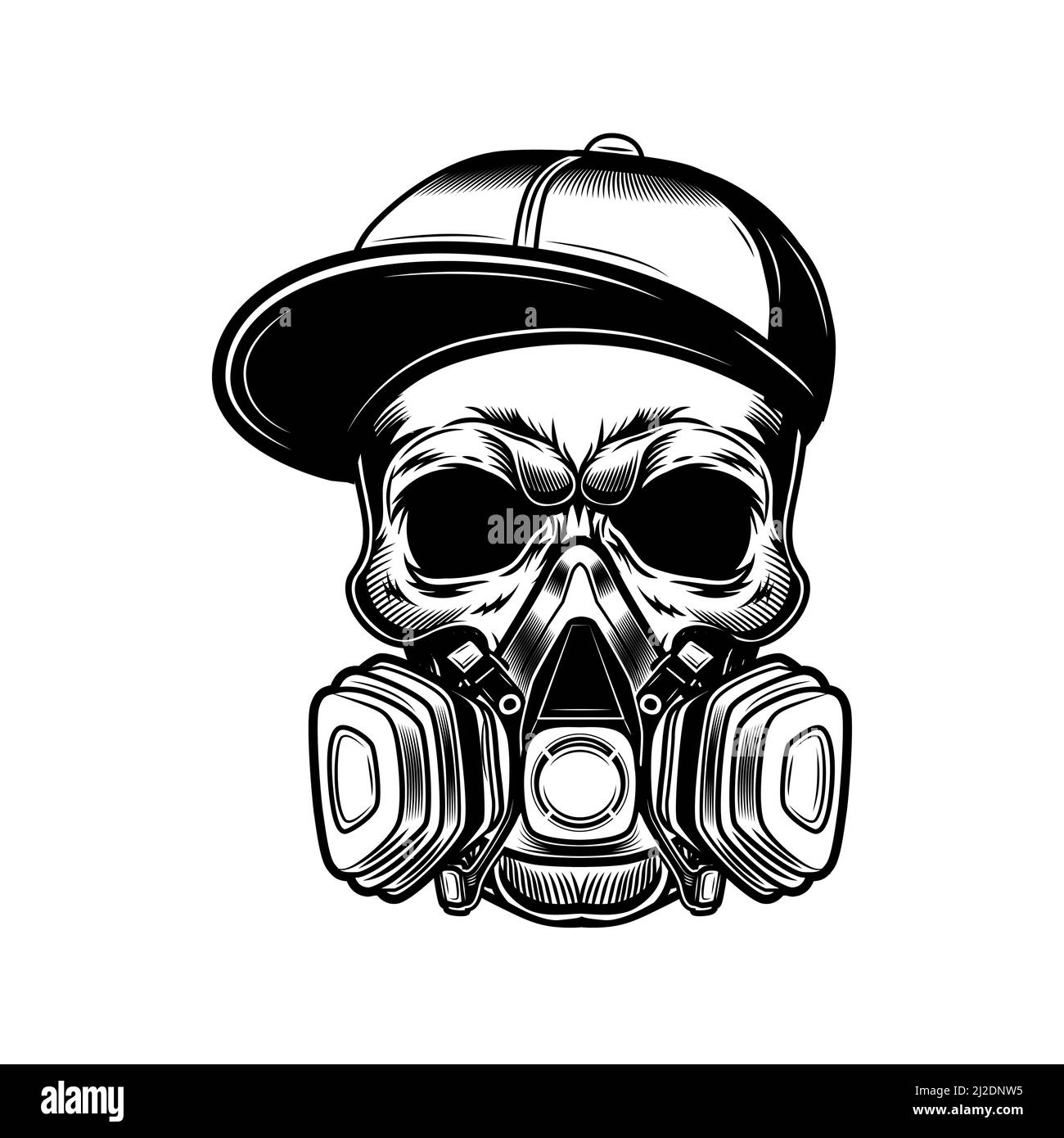 Skull of graffiti artist vector illustration. Head of skeleton in