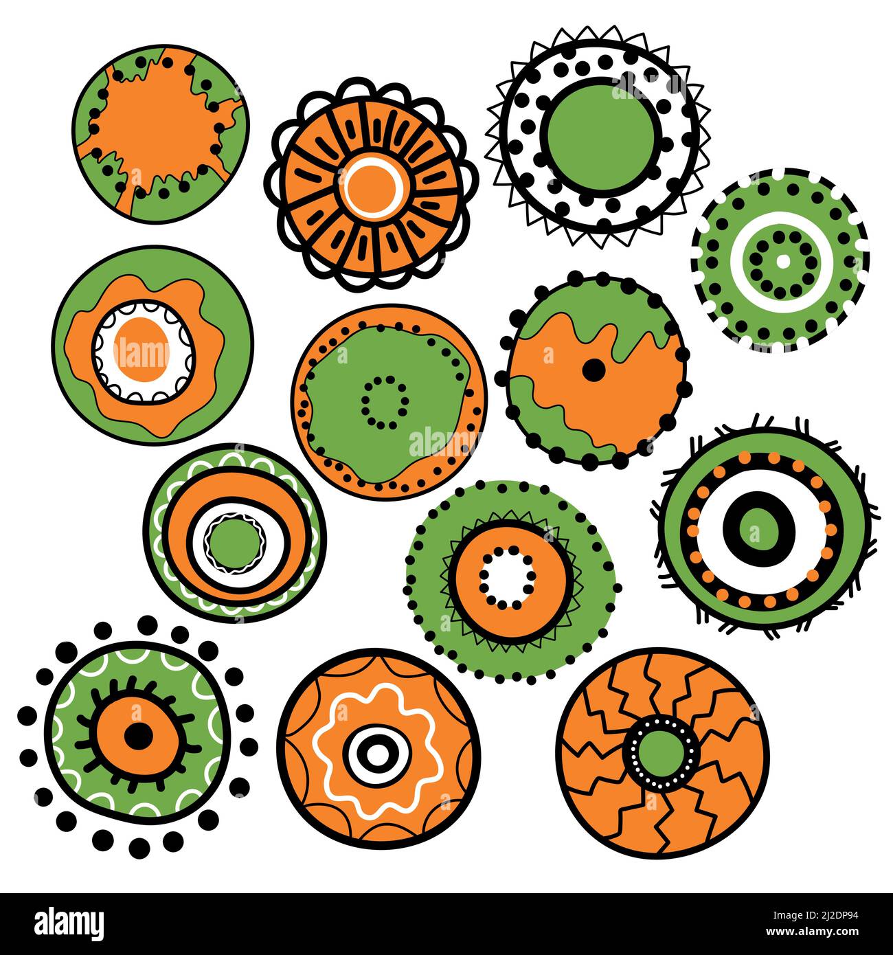 Icône de l'art aborigène géométrique. Décoration ethnique tribale arrondie. Afican, motiph. australien. Peinture de points. Illustration vectorielle, modèle pour Illustration de Vecteur