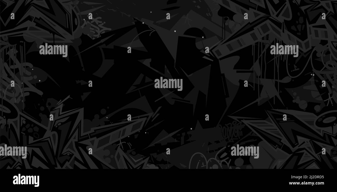 Modèle d'arrière-plan de l'illustration vectorielle de motif Graffiti de style abstrait urbain noir foncé Illustration de Vecteur