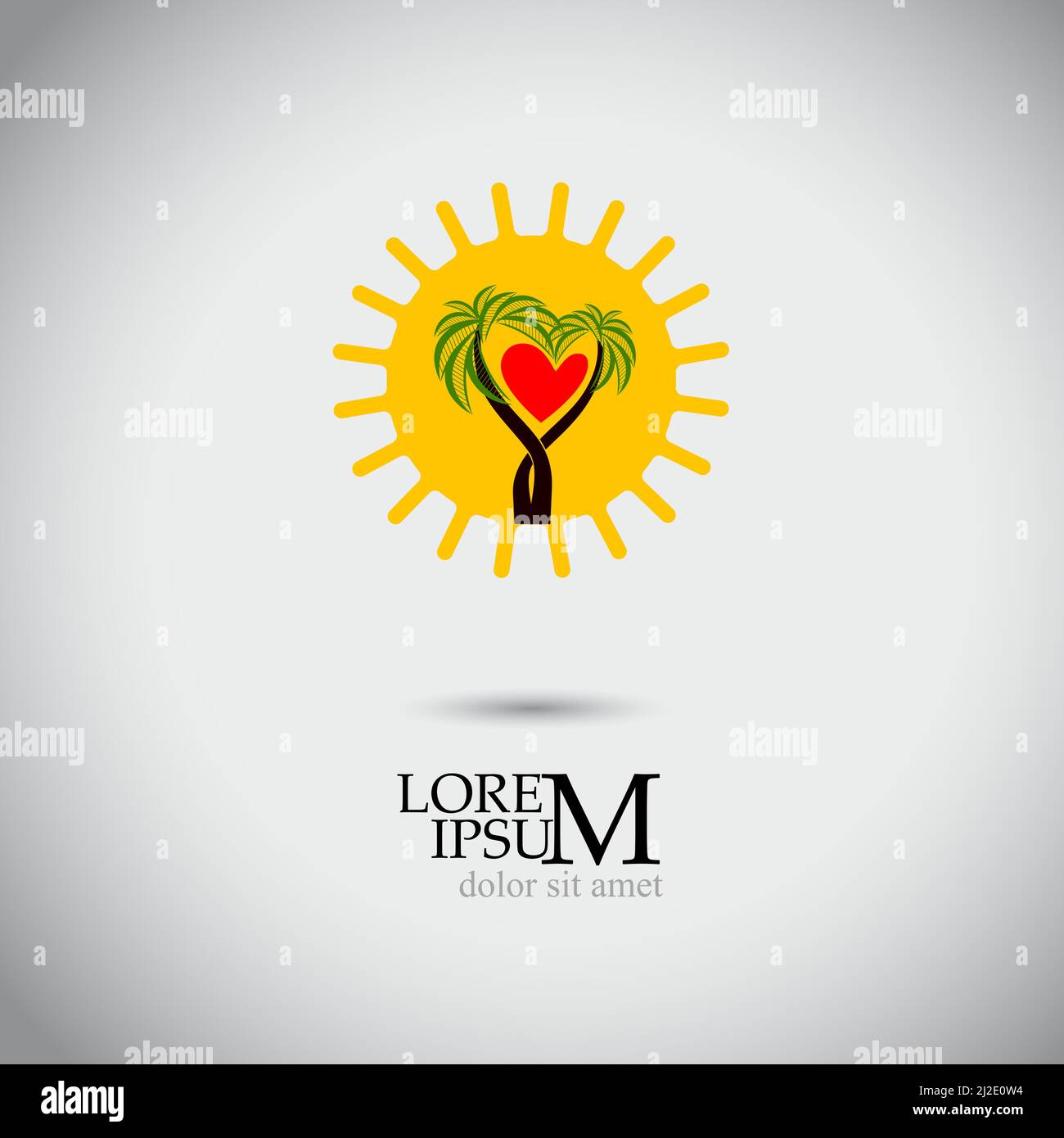 Logo soleil et palmiers. Illustration vectorielle Illustration de Vecteur