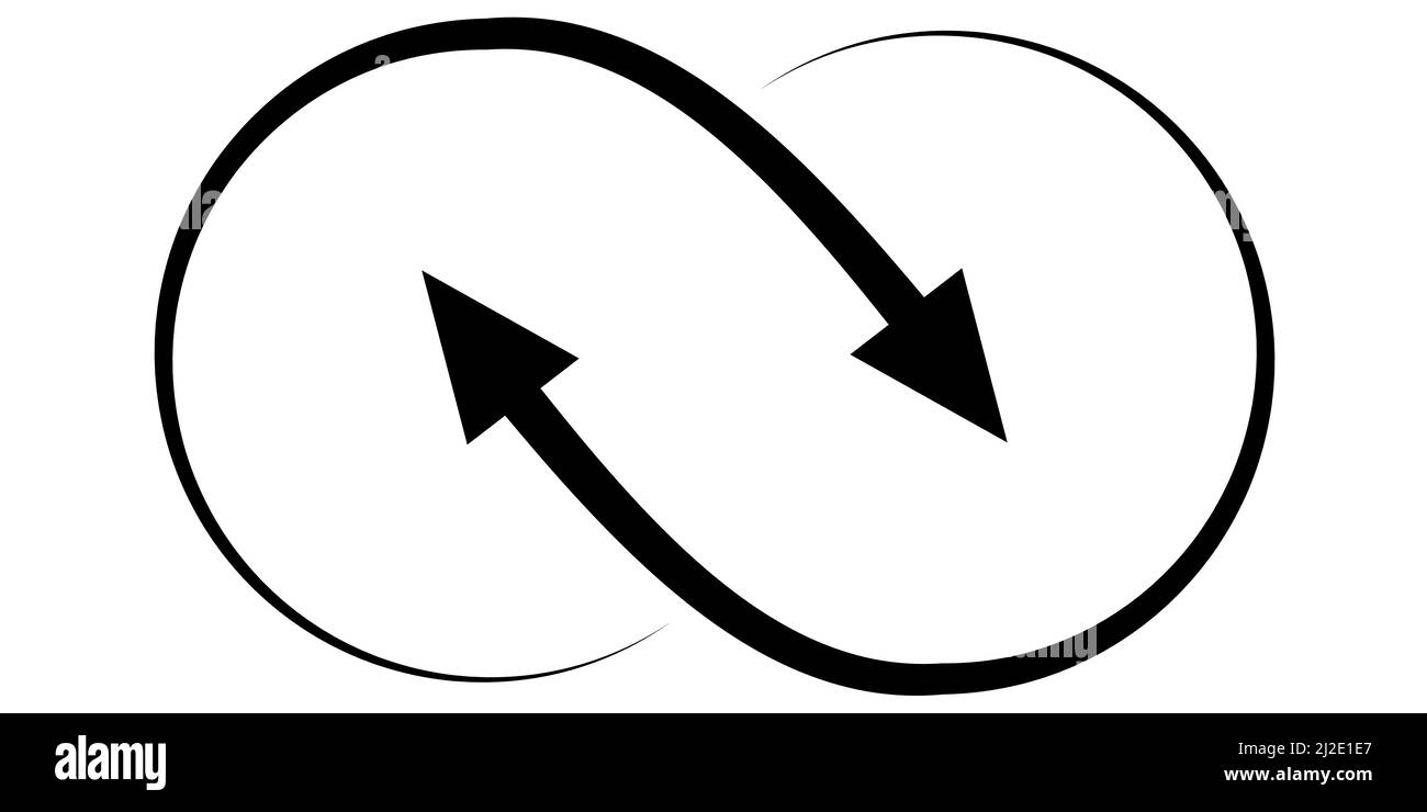Icône signe infini de deux flèches, sync recycle, interaction Synergy logo Illustration de Vecteur