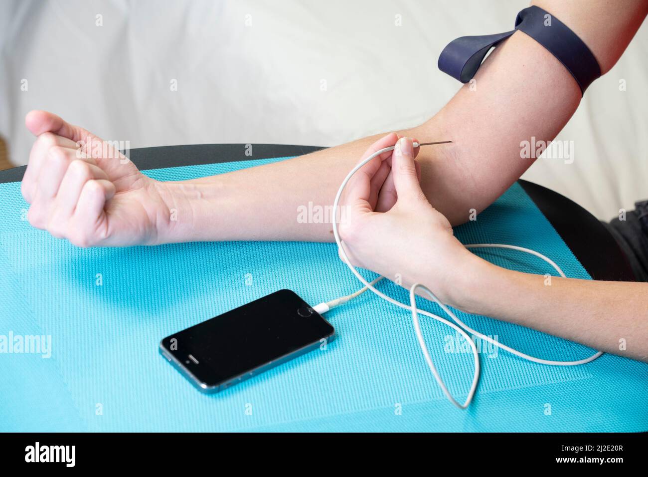 La dépendance du Smartphone Banque D'Images