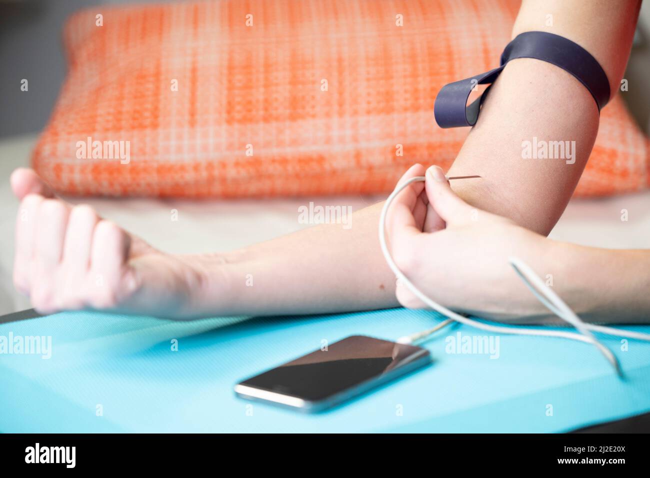 La dépendance du Smartphone Banque D'Images