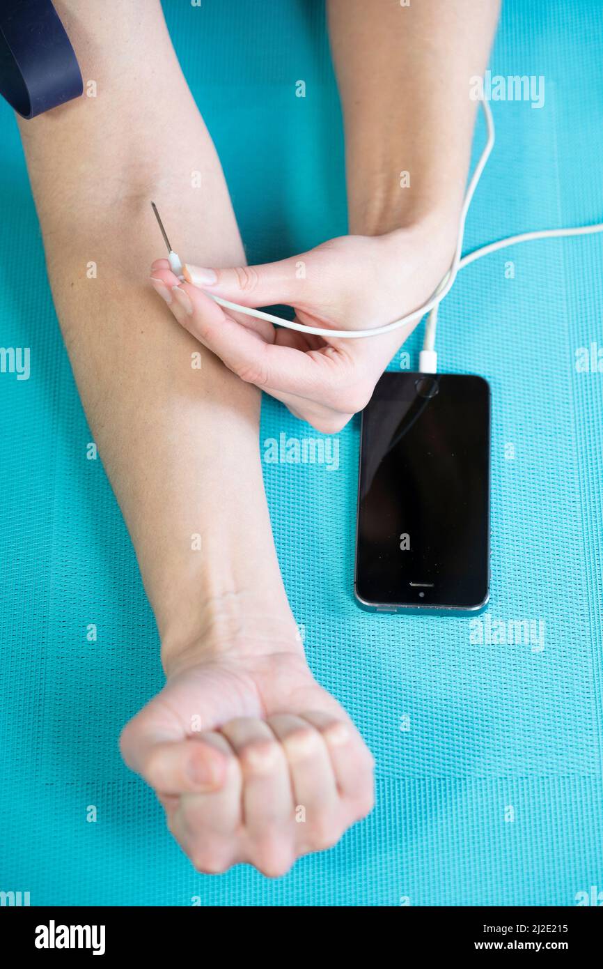 La dépendance du Smartphone Banque D'Images