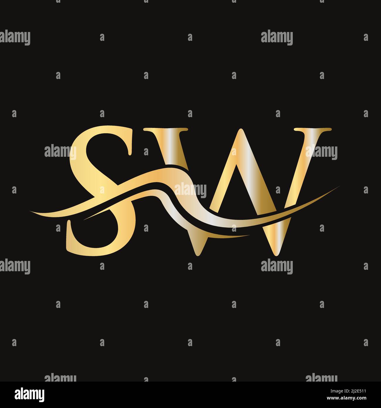 Logo lettre SW. Modèle de logotype logiciel initial pour le logo de l'entreprise Illustration de Vecteur