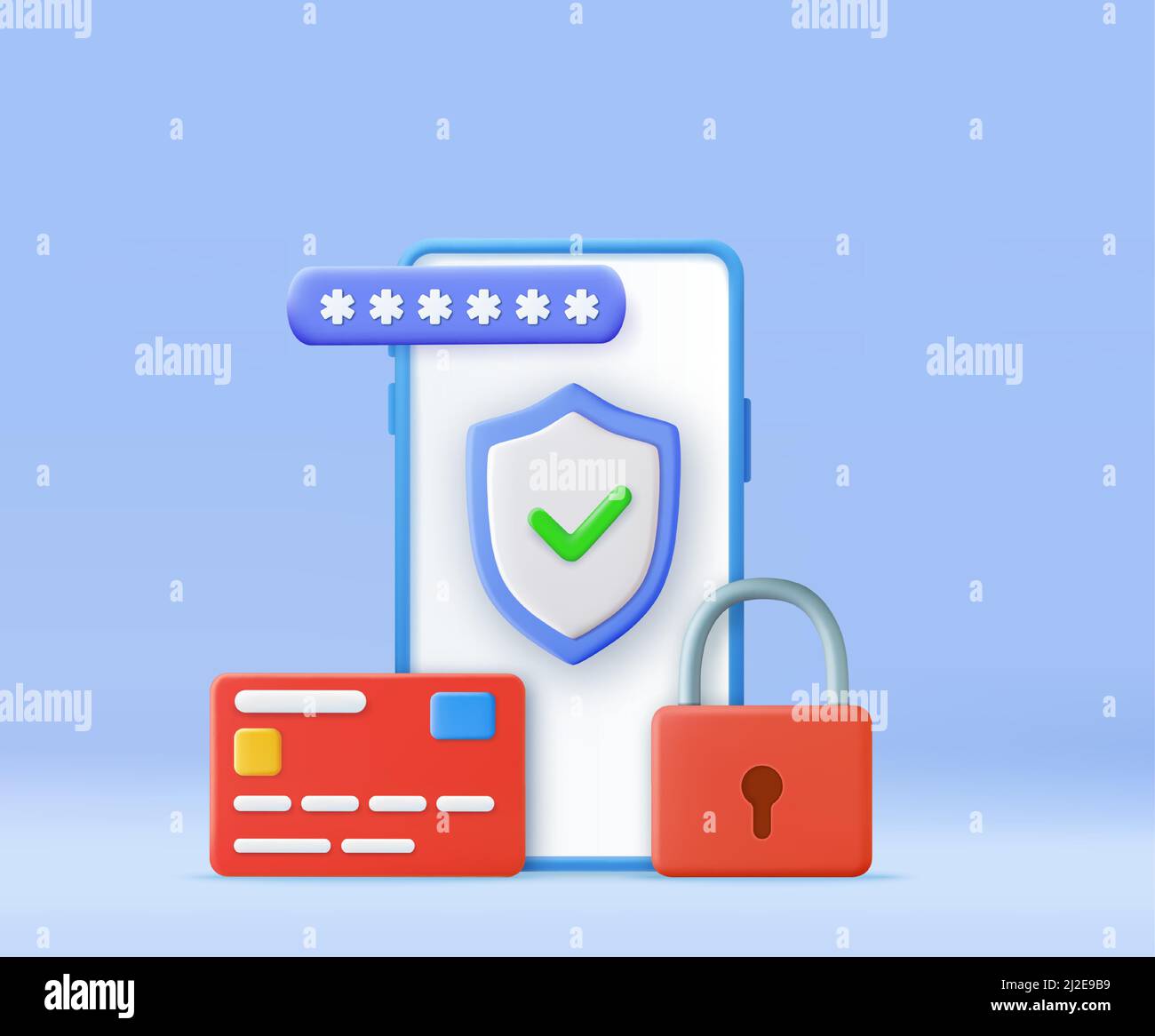 3D système de protection du téléphone mobile. Illustration de Vecteur