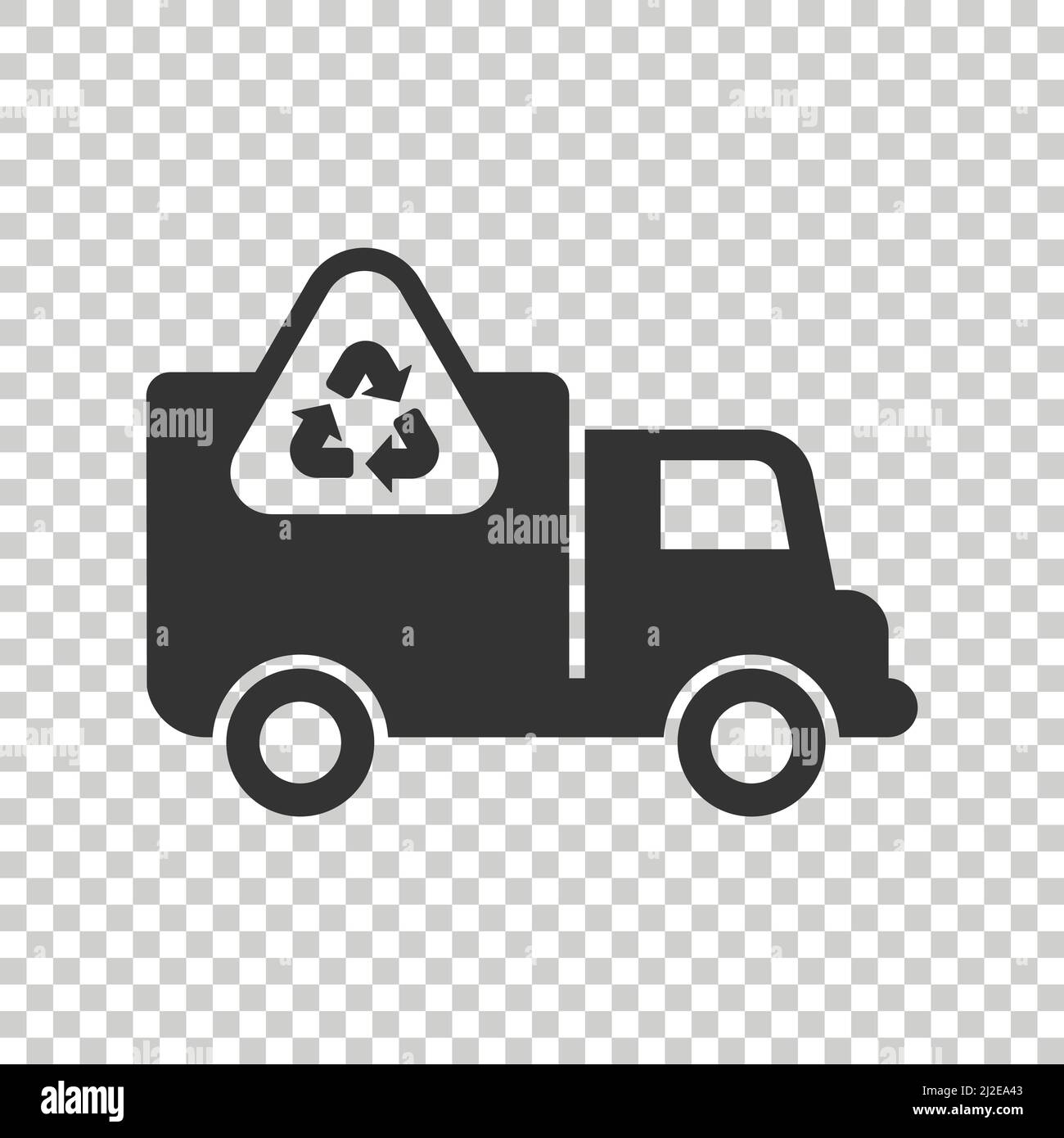 Icône de camion à ordures en style plat.Recyclez l'illustration vectorielle sur un arrière-plan blanc isolé.Concept commercial de la signalisation de déchets. Illustration de Vecteur